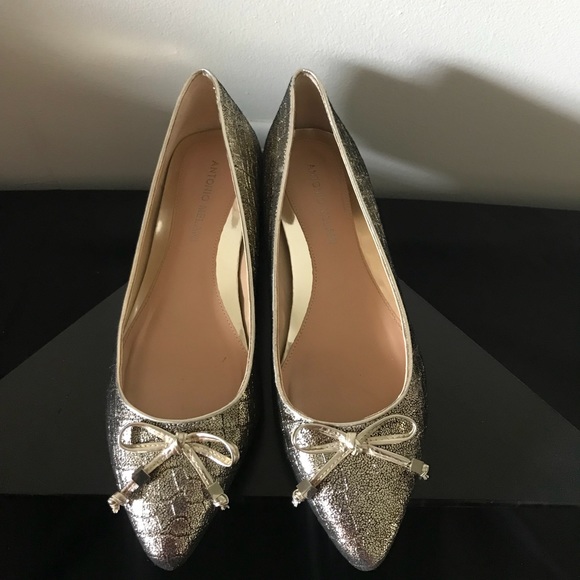 Antonio Melani Sand Gold Pointed Toe Flats - Picture 2 of 4